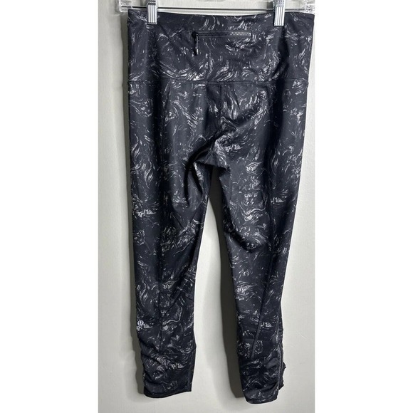 Lululemon Speed Tight II Full Luxtreme Pockets Ruched Leggings Black Swirl Sz 6 - Picture 5 of 16